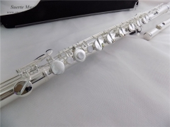 Bass Flute C Key 16 Closed Holes Silver plated WoodWind Instruments for sale with Case