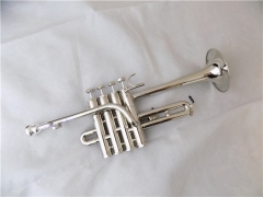 Professional Bb Brass Piccolo Trumpet Silver Plated Finish with Case Musical instruments Dropshipping OEM