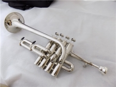 Professional Bb Brass Piccolo Trumpet Silver Plated Finish with Case Musical instruments Dropshipping OEM