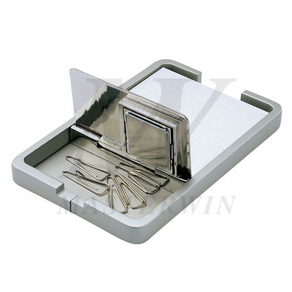 Metal Desk Quartz Clock with Memo Pad Holder and Clips Holder_B82903_s1
