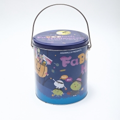 Colorful round biscuit metal bucket