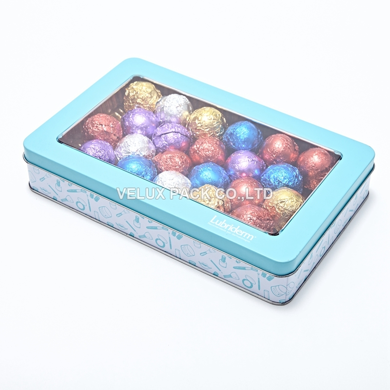 Rectangular Chocolate Tin With Clear Window