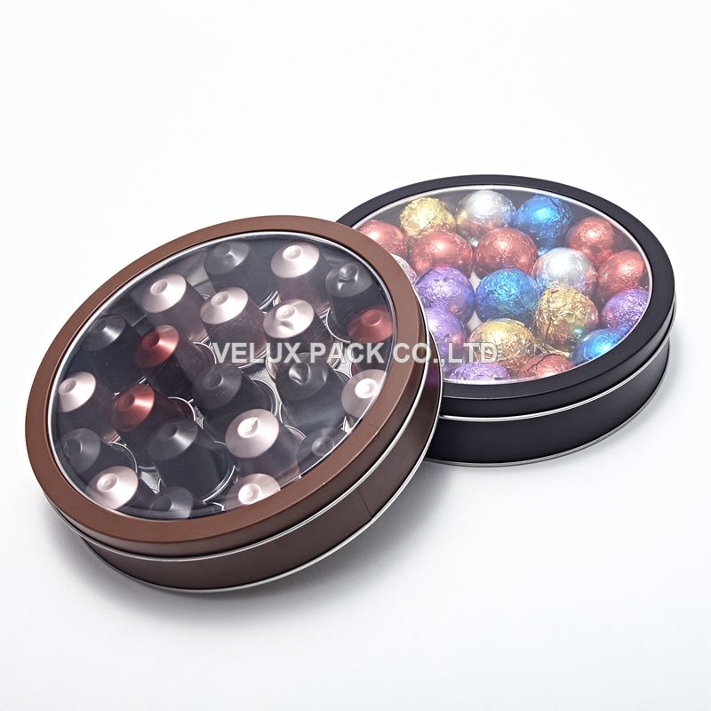 Round Chocolate Tin Box With Window