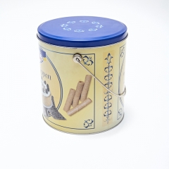 Cookie tin bucket with handle round tin box