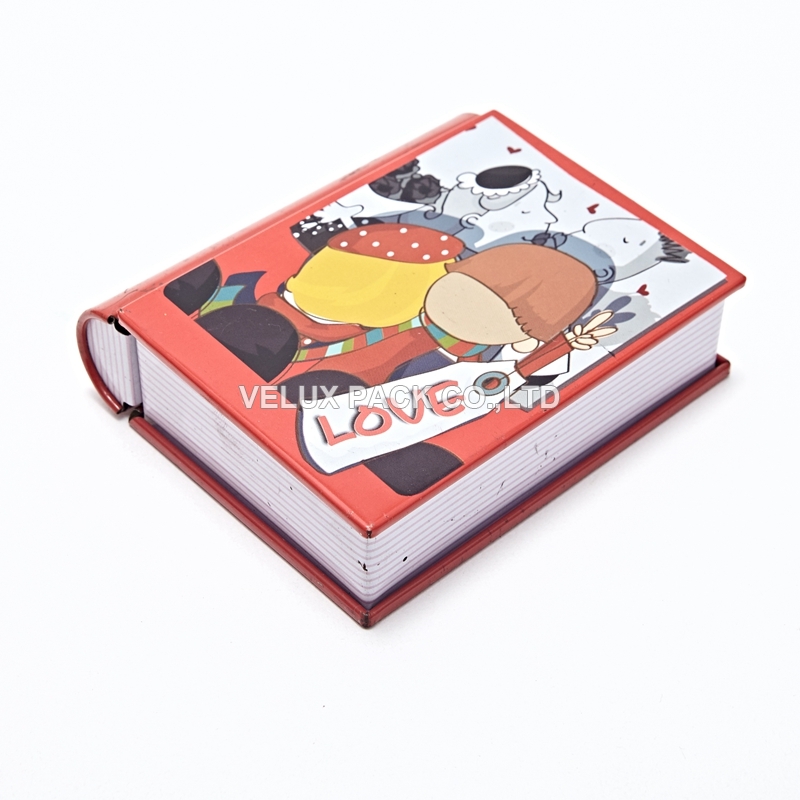 Cute Cartoon Book-Shaped Tin Custom Tinplate Cans