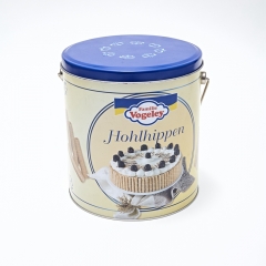 Cookie tin bucket with handle round tin box