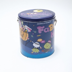 Colorful round biscuit metal bucket