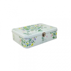 Rectangular Tea Tin Box with Lock