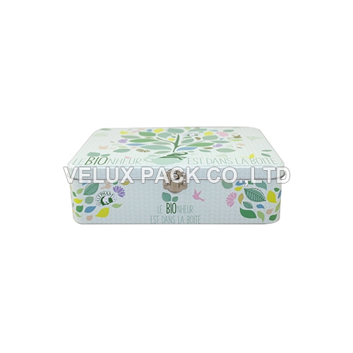 Rectangular Tea Tin Box with Lock