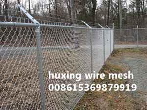 6FT 7FT 8FT Galvanized Diamond Mesh Chain Link Fence with 3 Strand Barbed Wire 