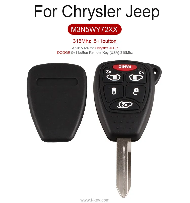 AK015024 Chrysler JEEP DODGE 5+1 button Remote Key (USA) 315Mhz FCC ID M3N5WY72XX AK015024 Chrysler JEEP DODGE 5+1 button Remote Key (USA) 315Mhz FCC ID M3N5WY72XX
