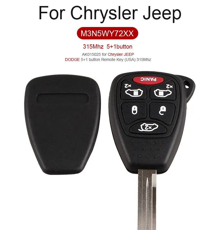 AK015025 Chrysler JEEP DODGE 5+1 button Remote Key (USA) 315Mhz FCC ID OHT692427AA AK015025 Chrysler JEEP DODGE 5+1 button Remote Key (USA) 315Mhz FCC ID OHT692427AA