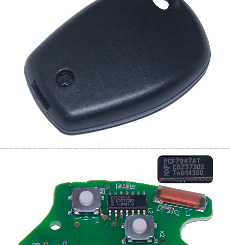 AK010025 Remote Key Fob 2 Button 433MHz PCF7947 for Renault Kangoo II Clio III