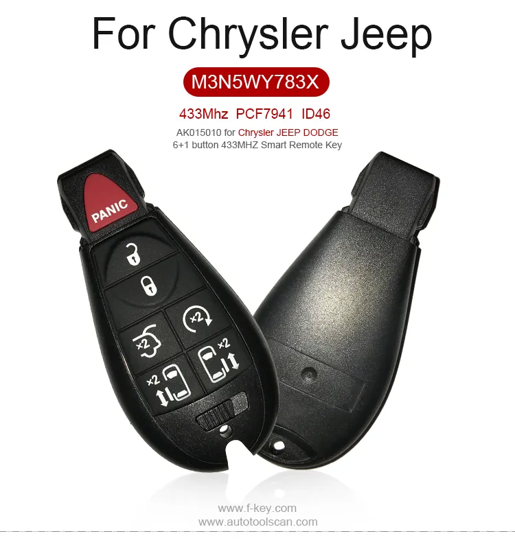 AK015010 Chrysler JEEP DODGE 6+1 button 433MHZ Smart Remote Key AK015010 Chrysler JEEP DODGE 6+1 button 433MHZ Smart Remote Key