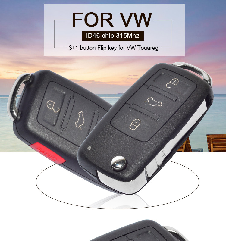 AK001056 VW Touareg 3+1  button Flip key 315mhz ID46 chip