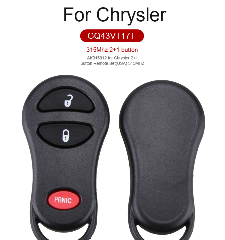 AK015012 Chrysler 2+1 button Remote Set(USA) 315MHZ FCC ID GQ43VT17T