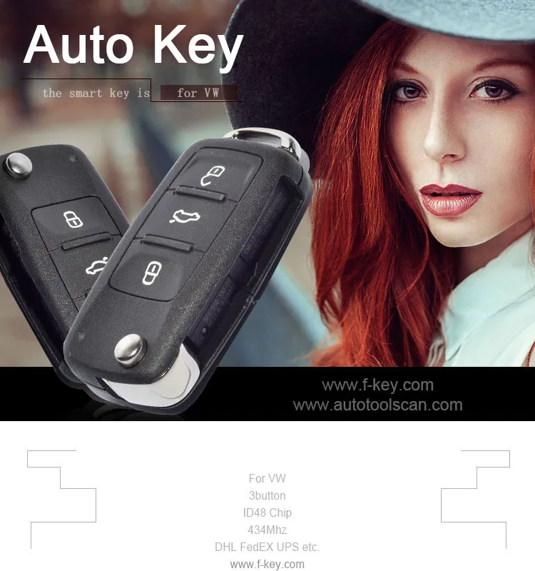 AK001036 For VW GOLF JETTA ETC Remote Flip Key 3 Button 5K0 837 202 Q 434MHz 48 Chip AK001036 For VW GOLF JETTA ETC Remote Flip Key 3 Button 5K0 837 202 Q 434MHz 48 Chip
