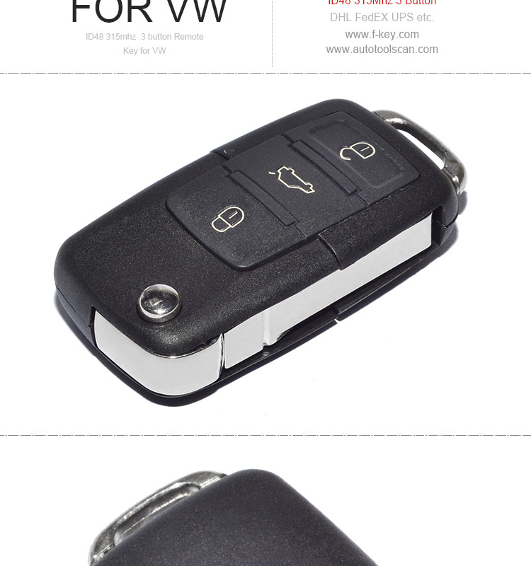 AK001058 VW Remote Key 3 Button 1 KO 959 753 L 315Mhz