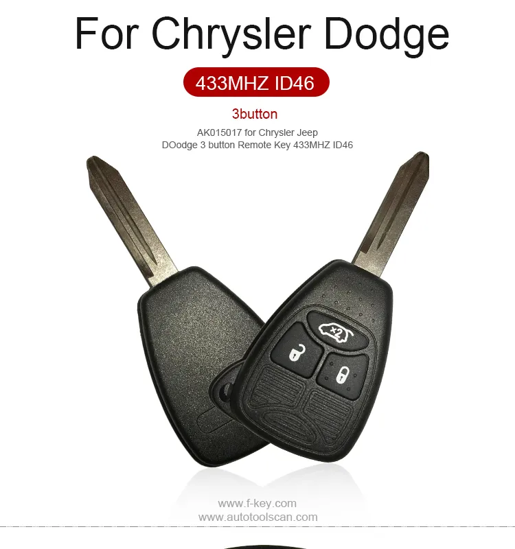 AK015017 Chrysler JEEPD ODGE 3 button Remote Key 433MHZ ID46 AK015017 Chrysler JEEPD ODGE 3 button Remote Key 433MHZ ID46