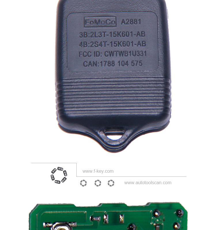 AK018001 Ford 3 Button Remote key 315Mhz FCC ID CWTWB1U331