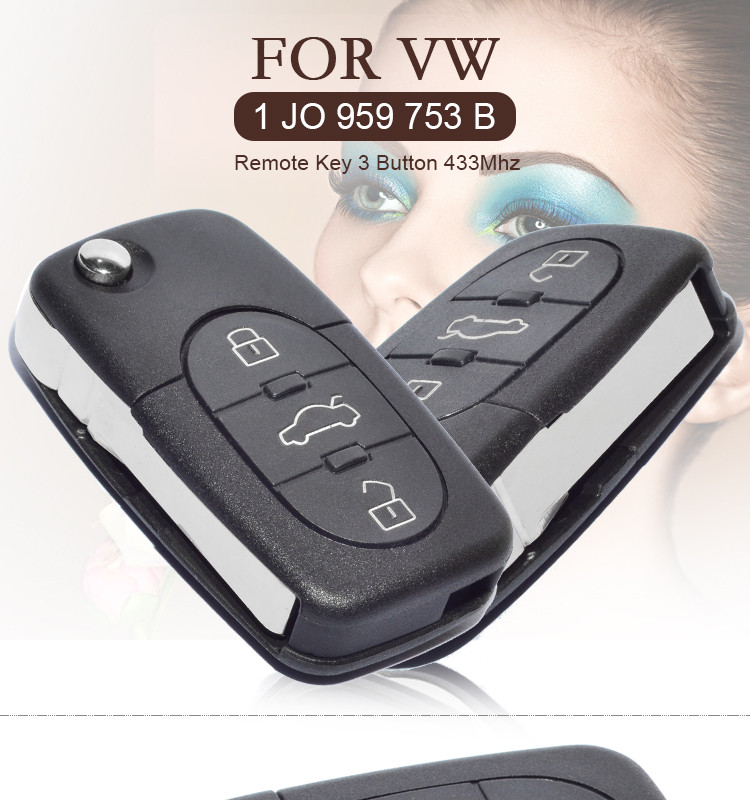 AK001003 for VW Remote Key 3 Button 1 JO 959 753 B 433Mhz for Europe South America