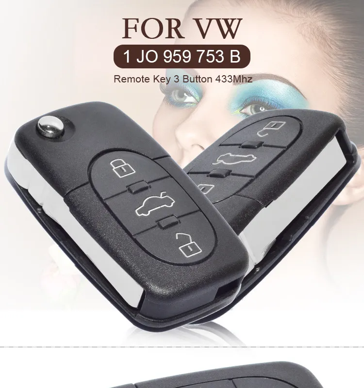 AK001003 for VW Remote Key 3 Button 1 JO 959 753 B 433Mhz for Europe South America AK001003 for VW Remote Key 3 Button 1 JO 959 753 B 433Mhz for Europe South America