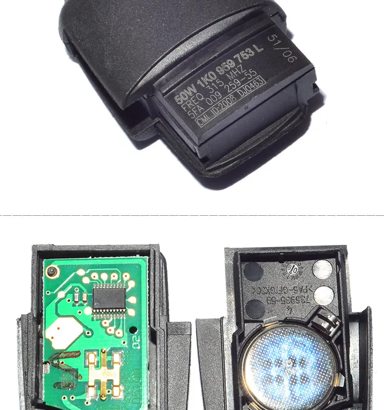 AK001058 VW Remote Key 3 Button 1 KO 959 753 L 315Mhz