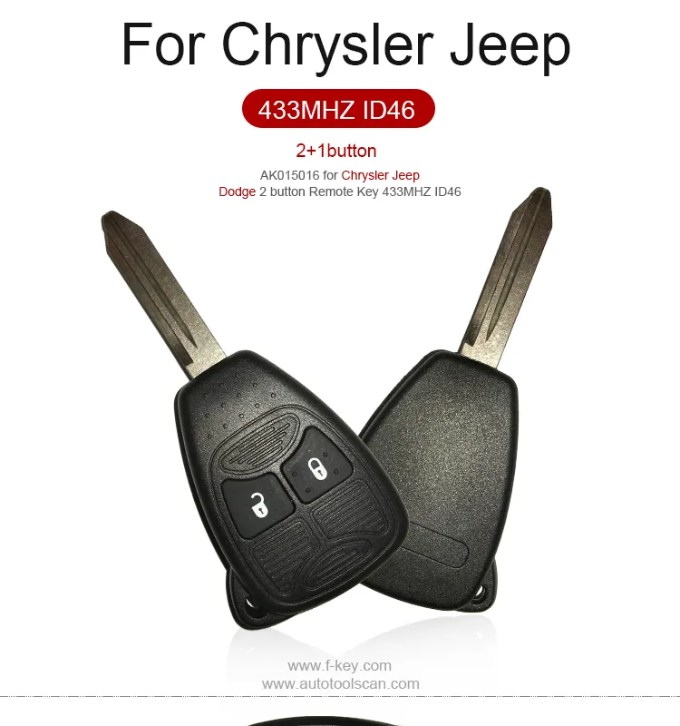 AK015016 Chrysler JEEPD ODGE 2 button Remote Key 433MHZ ID46
