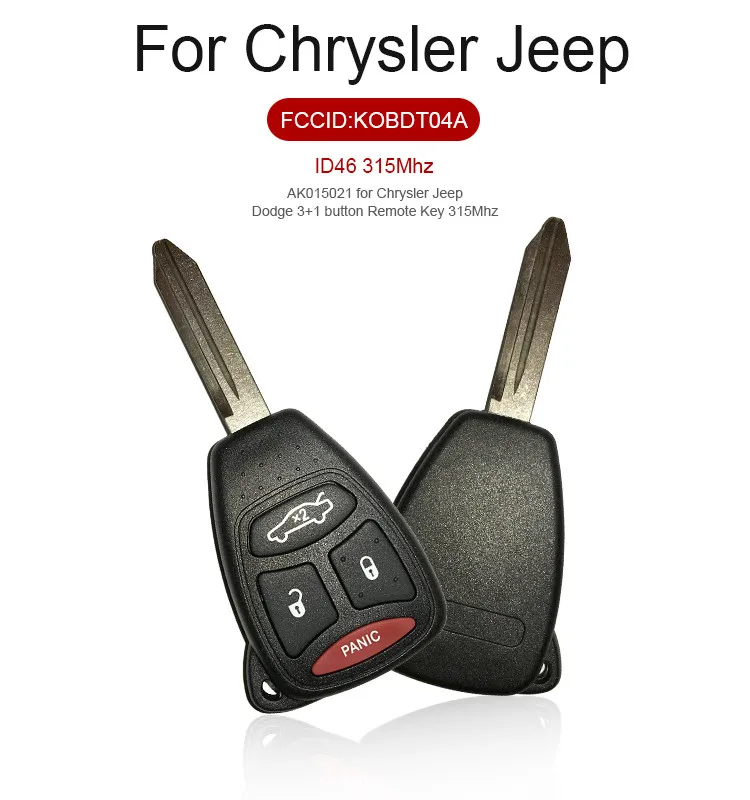 AK015021 Chrysler JEEP DODGE 3+1 button Remote Key 315Mhz FCC ID KOBDT04A AK015021 Chrysler JEEP DODGE 3+1 button Remote Key 315Mhz FCC ID KOBDT04A