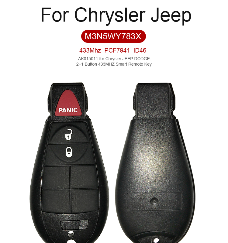 AK015011  Chrysler JEEP DODGE 2+1 Button 433MHZ Smart Remote Key