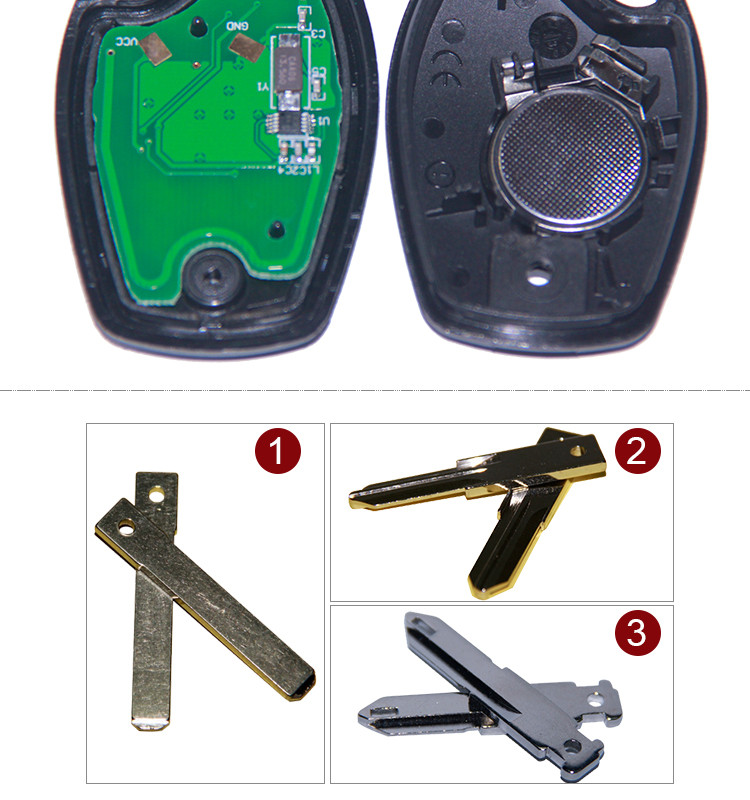 AK010025 Remote Key Fob 2 Button 433MHz PCF7947 for Renault Kangoo II Clio III