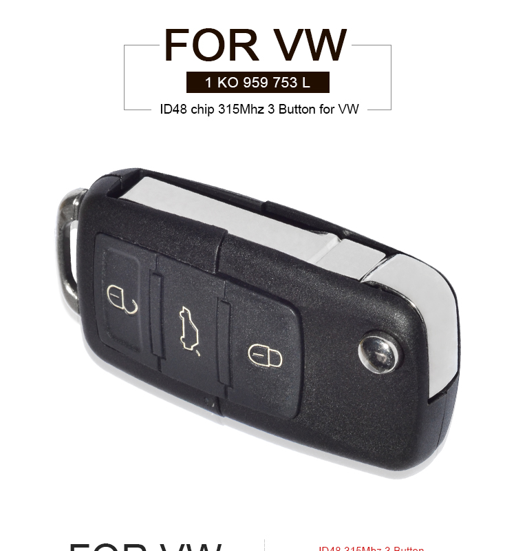 AK001058 VW Remote Key 3 Button 1 KO 959 753 L 315Mhz