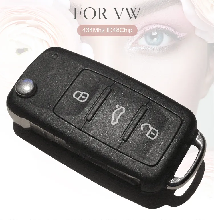 AK001071 For Seat Flip Key 3 Button 7N5 837 202 H 434 mhz ID48