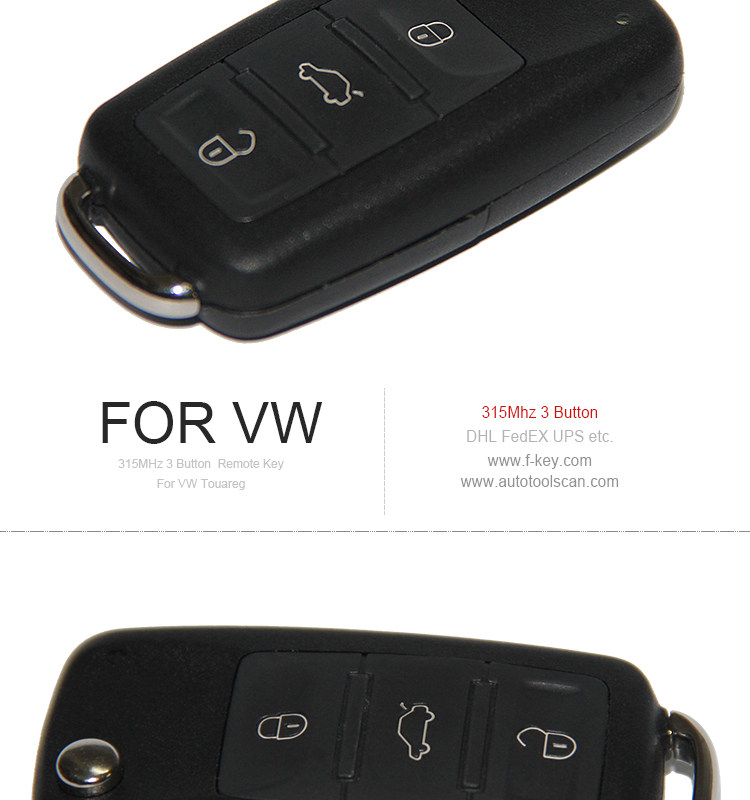 AK001034 VW Touareg Remote Key 3 Button 315MHz 3D0 959 753 AN