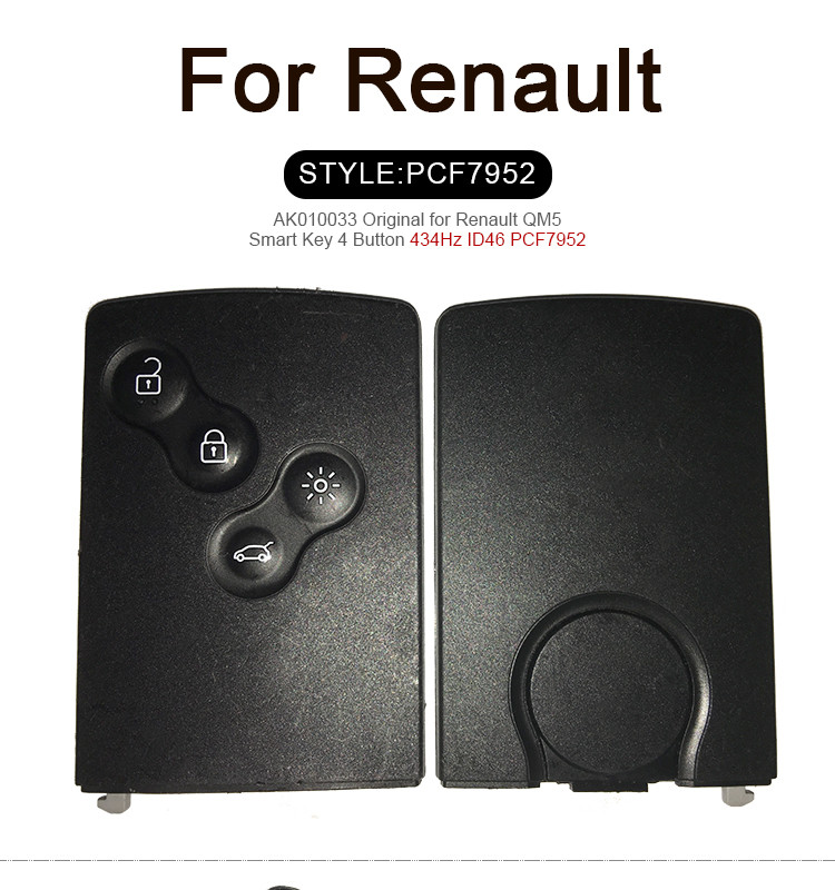 AK010033 Original Renault QM5 Smart Key 4 Button 434Hz ID46 PCF7952