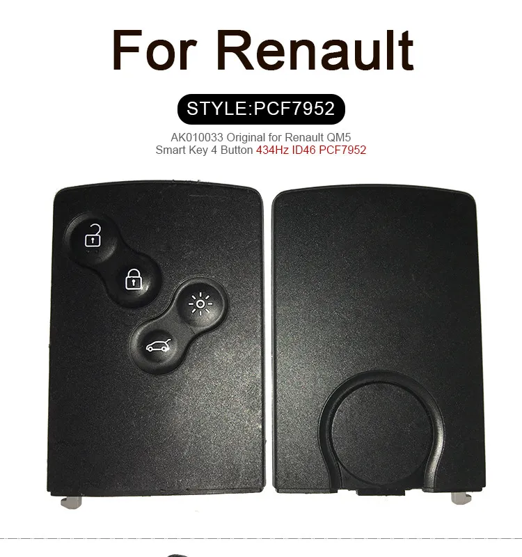 AK010033 Original Renault QM5 Smart Key 4 Button 434Hz ID46 PCF7952 AK010033 Original Renault QM5 Smart Key 4 Button 434Hz ID46 PCF7952