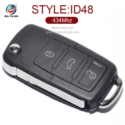 AK001004 for VW Skoda Octivia Seat Flip Key 3 Button  434MHz ID48 1K0 959 753 G