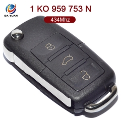 AK001057 for VW Skoda Seat FOB Flip Key 3 Button 434MHz ID48 1K0 959 753 N