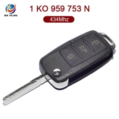 AK001057 for VW Skoda Seat FOB Flip Key 3 Button 434MHz ID48 1K0 959 753 N