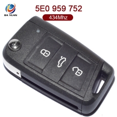 AK001069 for VW Skoda Octavia FABIA Flip Key 3 Button 434MHz ID48 5E0 959 752