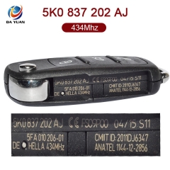 AK001060 Volkswagen New Bora Sagitar Touran remote keyless go3 button 434MHz ID48 5K0 837 202 AJ