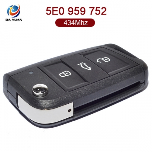 AK001069 for VW Skoda Octavia FABIA Flip Key 3 Button 434MHz ID48 5E0 959 752