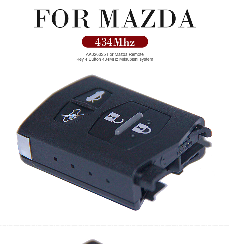 AK026025 For Mazda Remote Key 4 Button 434MHz Mitsubishi system