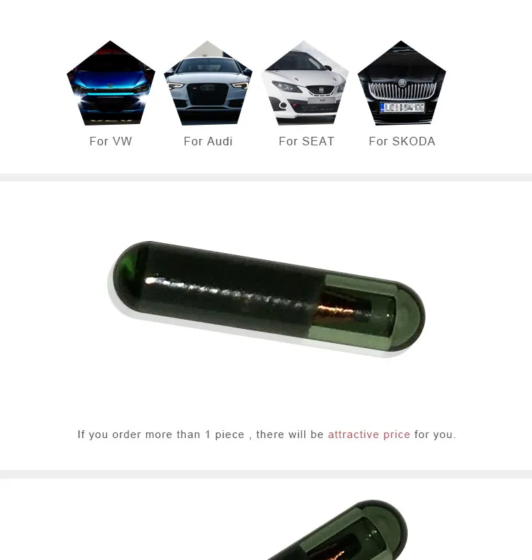 DY120303   For VW Audi Blank ID48 Glass transponder chip