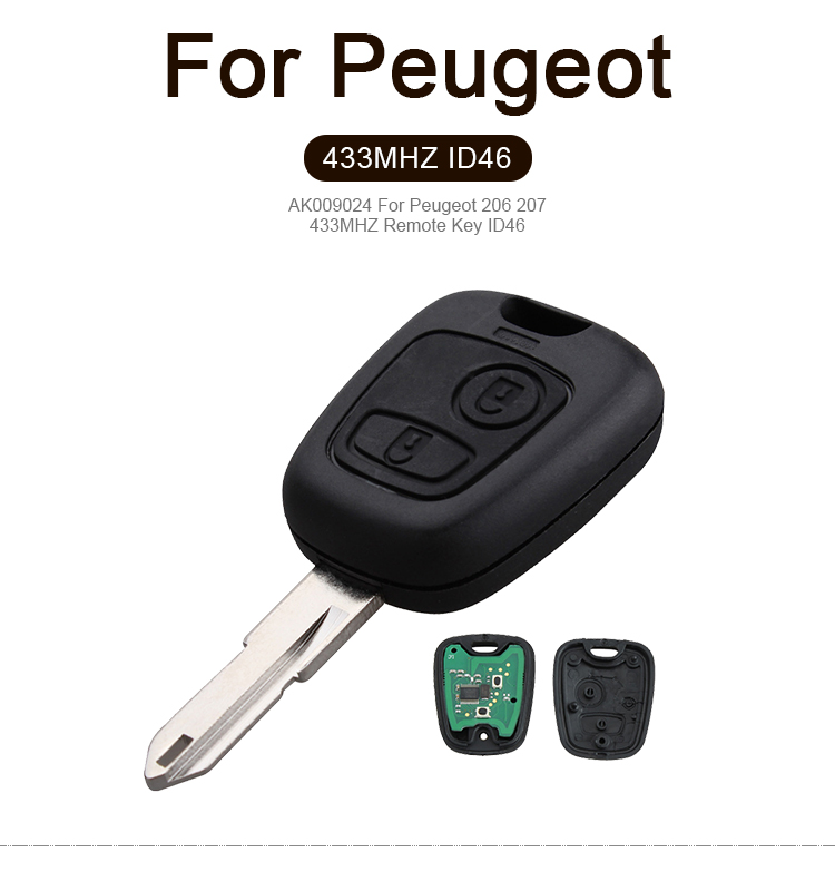 AK009024 For Peugeot 206 207 433MHZ Remote Key ID46