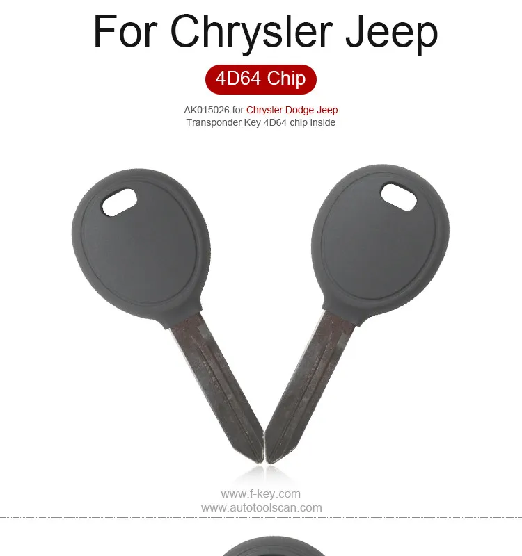 AK015026 Chrysler Dodge Jeep Transponder Key 4D-64 chip inside AK015026 Chrysler Dodge Jeep Transponder Key 4D-64 chip inside