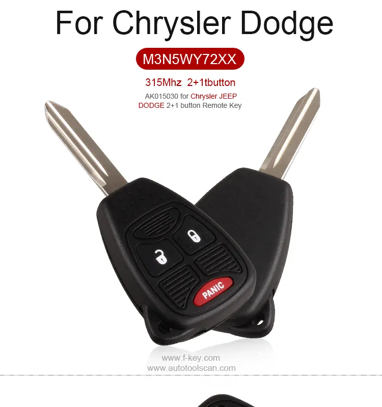 AK015030 Chrysler JEEP DODGE 2+1 button Remote Key 315mHZ M3N5WY72XX AK015030 Chrysler JEEP DODGE 2+1 button Remote Key 315mHZ M3N5WY72XX
