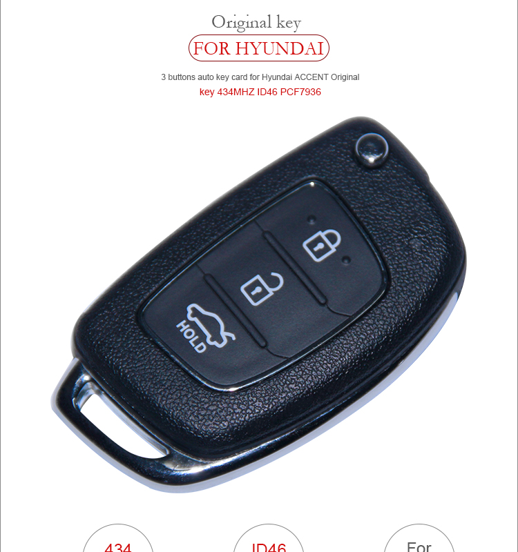 AK020030 For Hyundai ACCENT 3 buttons  433MHZ ID46