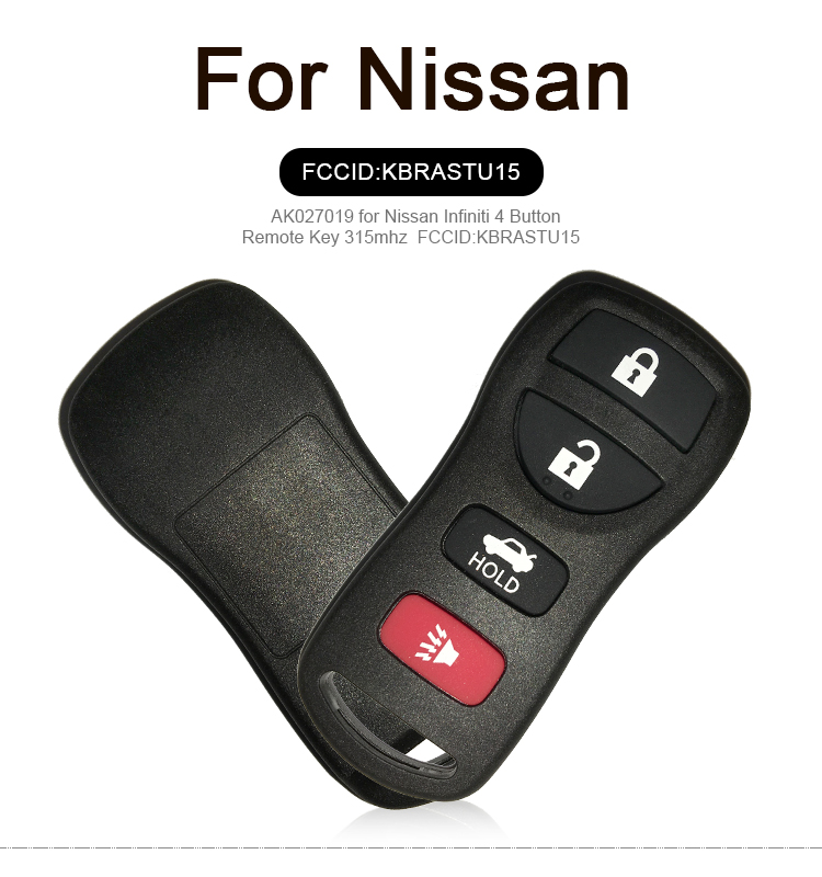 AK027019 Nissan Infiniti 4 Button Remote Key 315mhz  FCC KBRASTU15