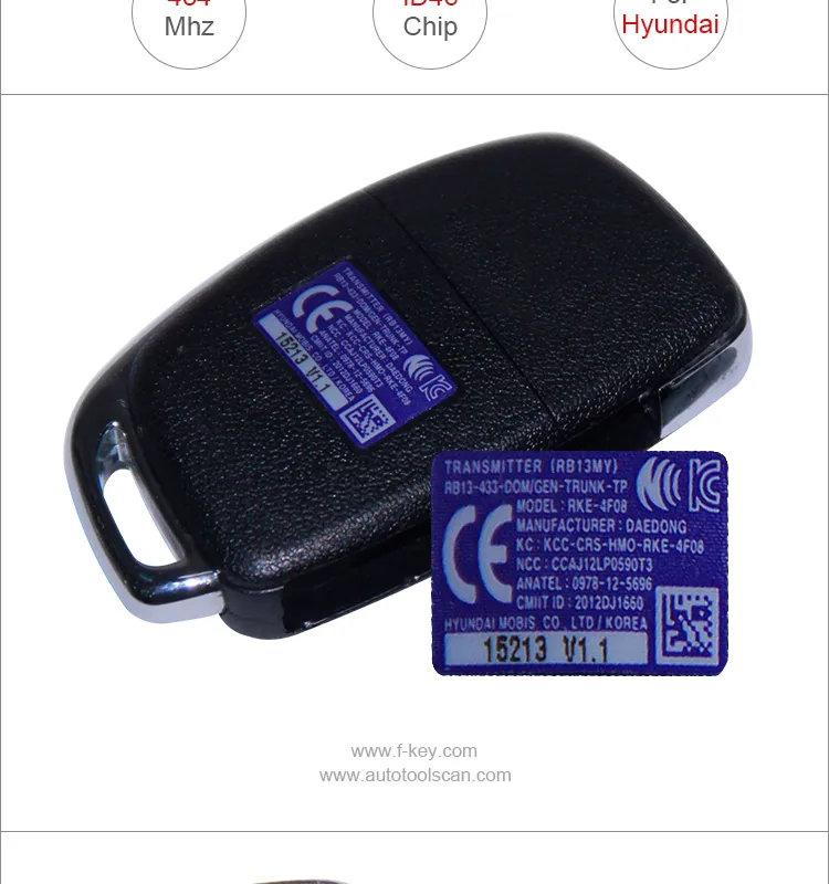 AK020030 For Hyundai ACCENT 3 buttons 433MHZ ID46 AK020030 For Hyundai ACCENT 3 buttons 433MHZ ID46